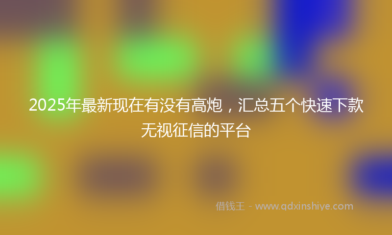 2025年最新现在有没有高炮，汇总五个快速下款无视征信的平台