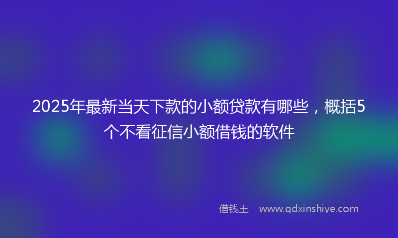 2025年最新当天下款的小额贷款有哪些，概括5个不看征信小额借钱的软件