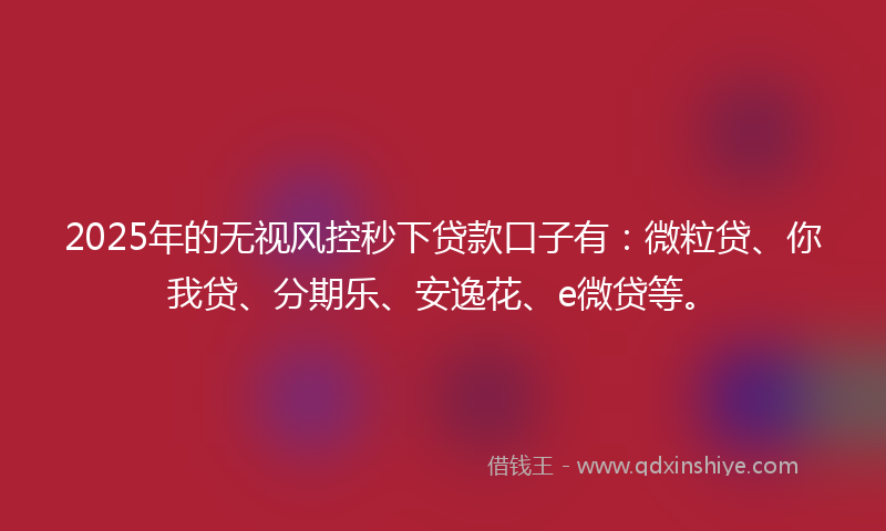 2025年的无视风控秒下贷款口子有：微粒贷、你我贷、分期乐、安逸花、e微贷等。
