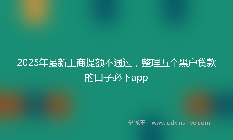 2025年最新工商提额不通过，整理五个黑户贷款的口子必下app