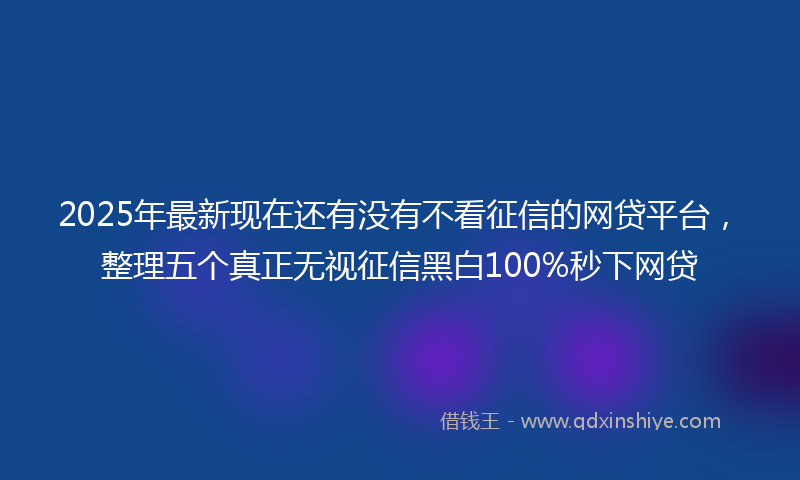 2025年最新现在还有没有不看征信的网贷平台，整理五个真正无视征信黑白100%秒下网贷
