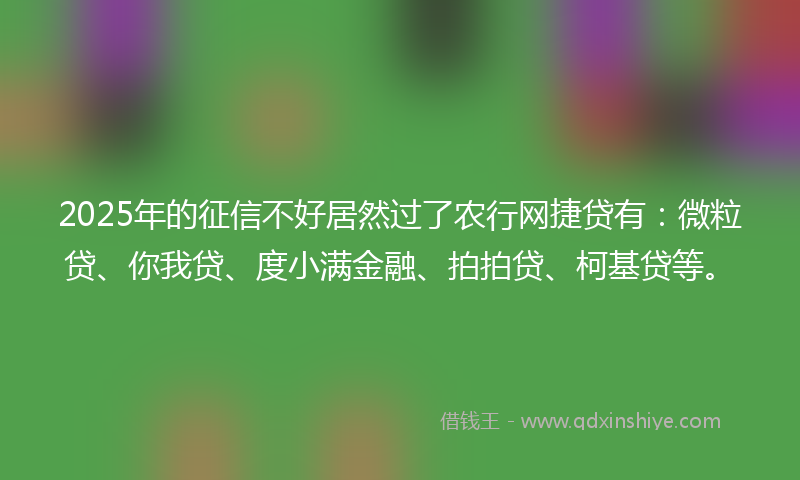 2025年的征信不好居然过了农行网捷贷有：微粒贷、你我贷、度小满金融、拍拍贷、柯基贷等。