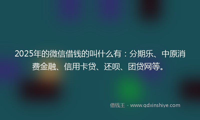 2025年的微信借钱的叫什么有：分期乐、中原消费金融、信用卡贷、还呗、团贷网等。