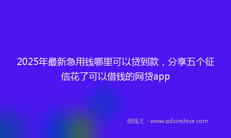 2025年最新急用钱哪里可以贷到款，分享五个征信花了可以借钱的网贷app