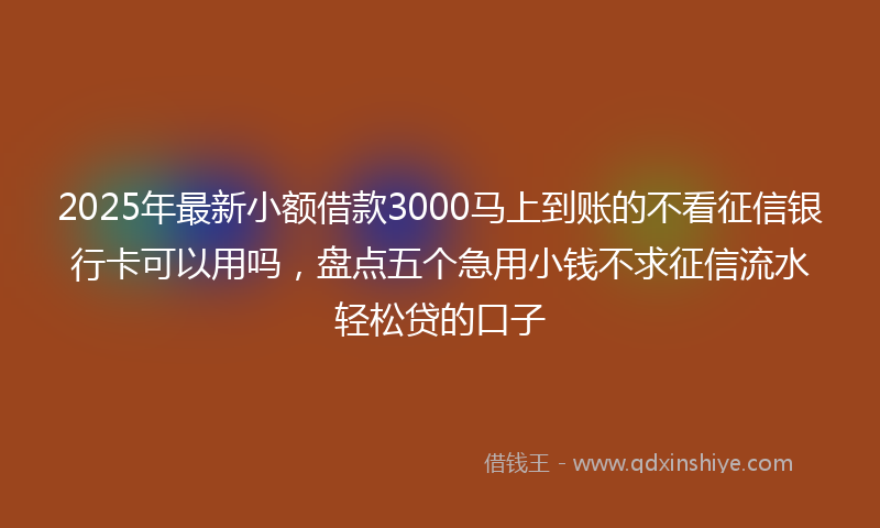 2025年最新小额借款3000马上到账的不看征信银行卡可以用吗，盘点五个急用小钱不求征信流水轻松贷的口子