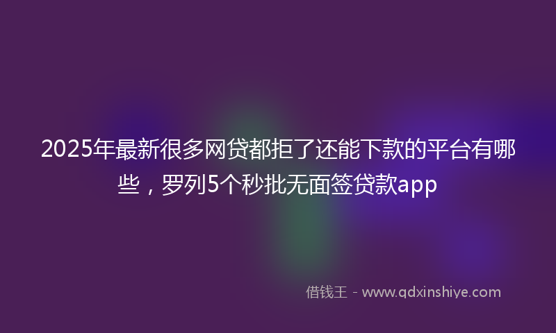 2025年最新很多网贷都拒了还能下款的平台有哪些，罗列5个秒批无面签贷款app