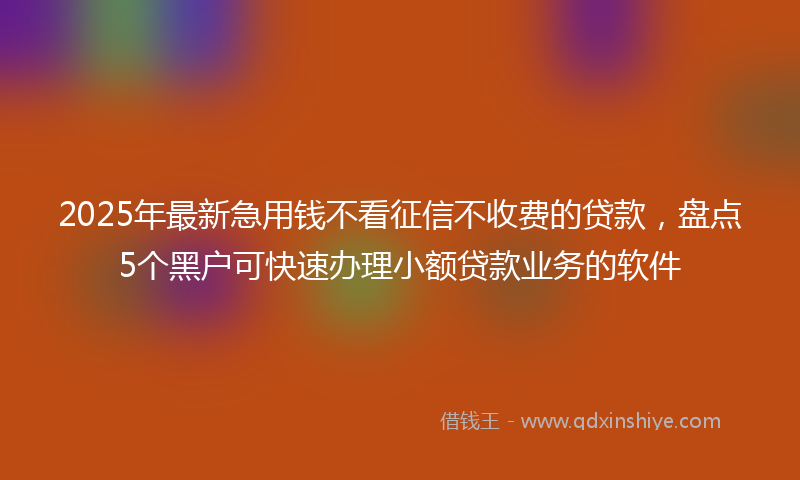 2025年最新急用钱不看征信不收费的贷款，盘点5个黑户可快速办理小额贷款业务的软件