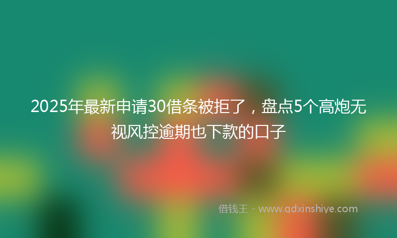 2025年最新申请30借条被拒了，盘点5个高炮无视风控逾期也下款的口子
