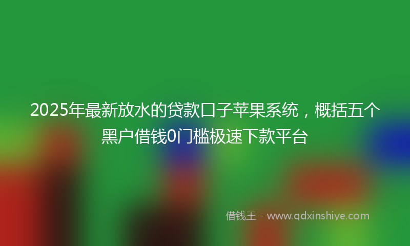 2025年最新放水的贷款口子苹果系统，概括五个黑户借钱0门槛极速下款平台