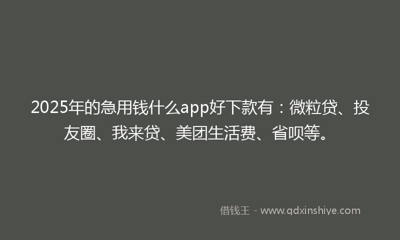 2025年的急用钱什么app好下款有：微粒贷、投友圈、我来贷、美团生活费、省呗等。