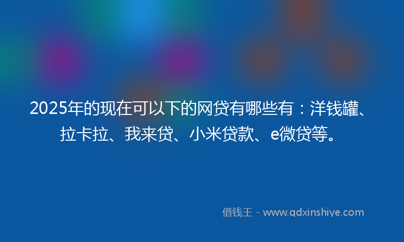 2025年的现在可以下的网贷有哪些有：洋钱罐、拉卡拉、我来贷、小米贷款、e微贷等。