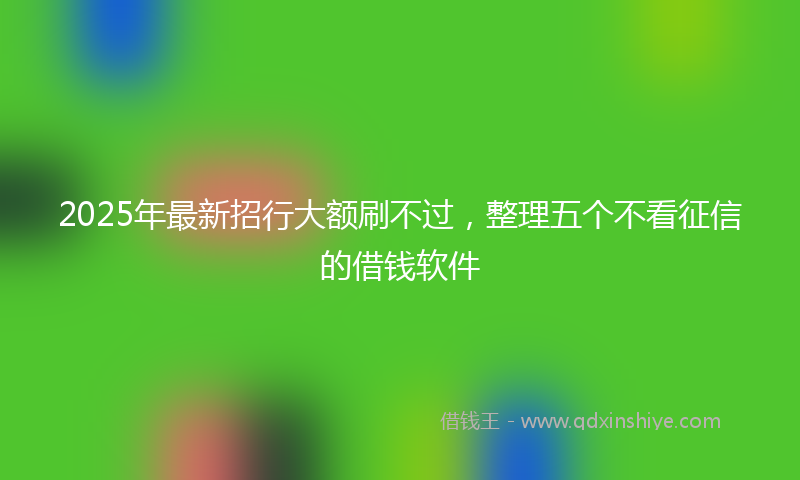 2025年最新招行大额刷不过，整理五个不看征信的借钱软件