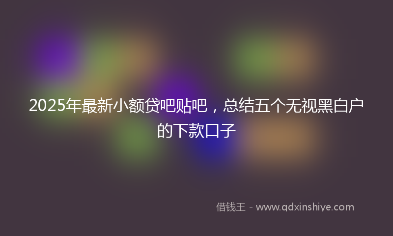 2025年最新小额贷吧贴吧，总结五个无视黑白户的下款口子