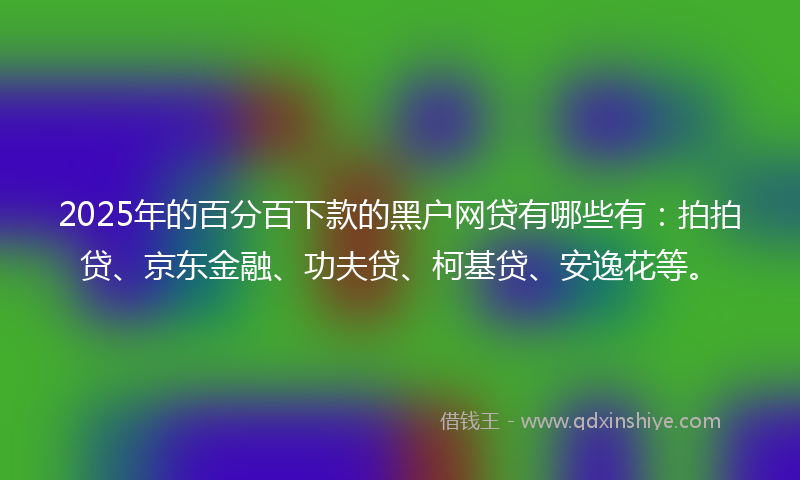 2025年的百分百下款的黑户网贷有哪些有：拍拍贷、京东金融、功夫贷、柯基贷、安逸花等。