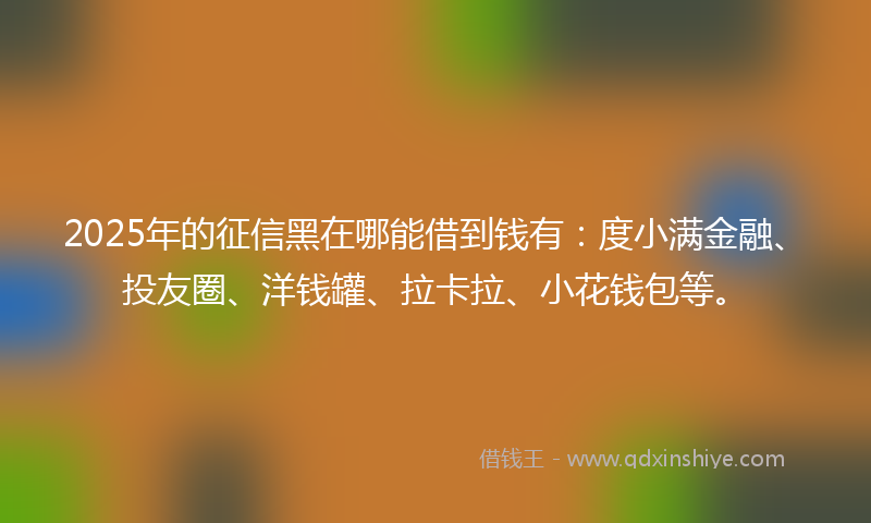 2025年的征信黑在哪能借到钱有：度小满金融、投友圈、洋钱罐、拉卡拉、小花钱包等。