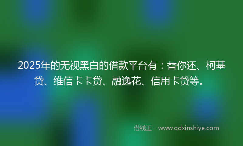 2025年的无视黑白的借款平台有：替你还、柯基贷、维信卡卡贷、融逸花、信用卡贷等。