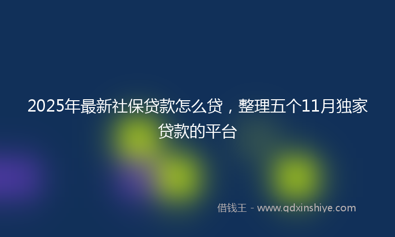 2025年最新社保贷款怎么贷，整理五个11月独家贷款的平台
