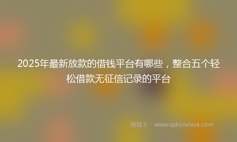 2025年最新放款的借钱平台有哪些，整合五个轻松借款无征信记录的平台