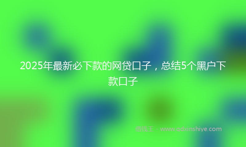 2025年最新必下款的网贷口子，总结5个黑户下款口子