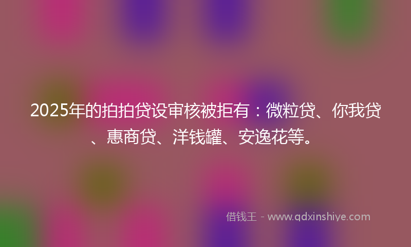 2025年的拍拍贷设审核被拒有：微粒贷、你我贷、惠商贷、洋钱罐、安逸花等。