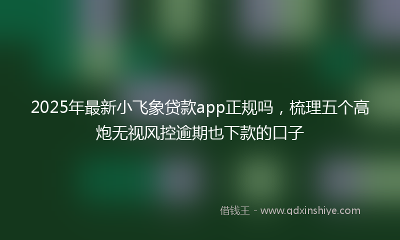 2025年最新小飞象贷款app正规吗，梳理五个高炮无视风控逾期也下款的口子