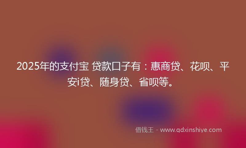2025年的支付宝 贷款口子有：惠商贷、花呗、平安i贷、随身贷、省呗等。