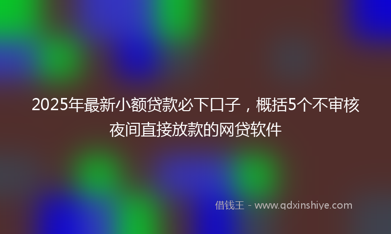 2025年最新小额贷款必下口子，概括5个不审核夜间直接放款的网贷软件