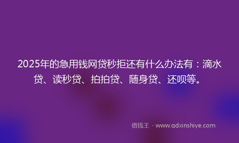 2025年的急用钱网贷秒拒还有什么办法有：滴水贷、读秒贷、拍拍贷、随身贷、还呗等。