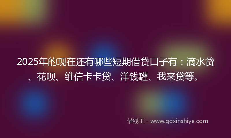 2025年的现在还有哪些短期借贷口子有:滴水贷、花呗、维信卡卡贷、洋钱罐、我来贷等。