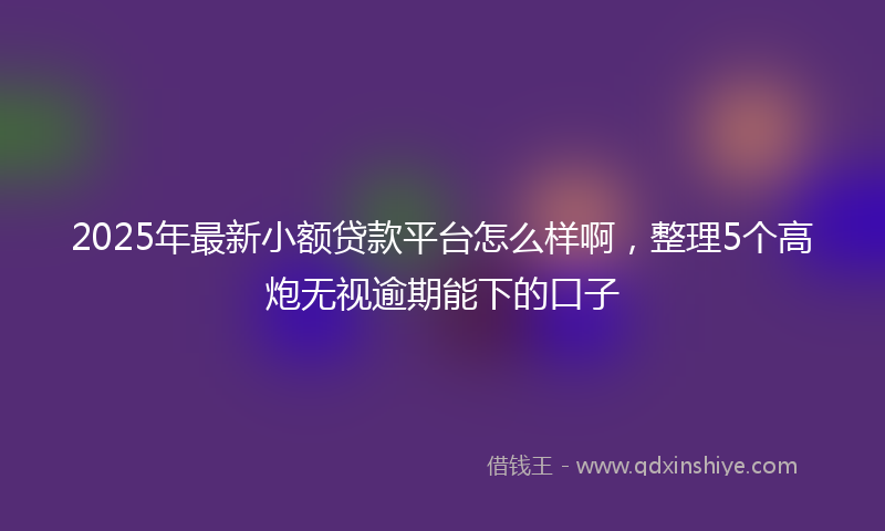 2025年最新小额贷款平台怎么样啊，整理5个高炮无视逾期能下的口子