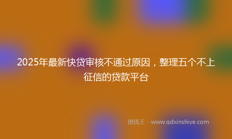 2025年最新快贷审核不通过原因，整理五个不上征信的贷款平台