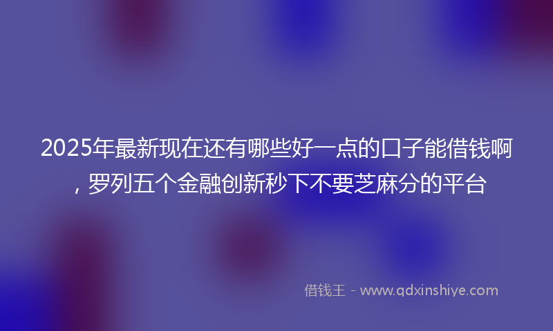 2025年最新现在还有哪些好一点的口子能借钱啊，罗列五个金融创新秒下不要芝麻分的平台