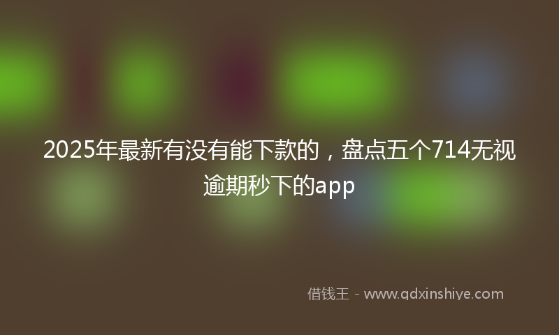 2025年最新有没有能下款的，盘点五个714无视逾期秒下的app