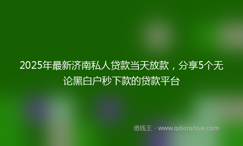 2025年最新济南私人贷款当天放款，分享5个无论黑白户秒下款的贷款平台