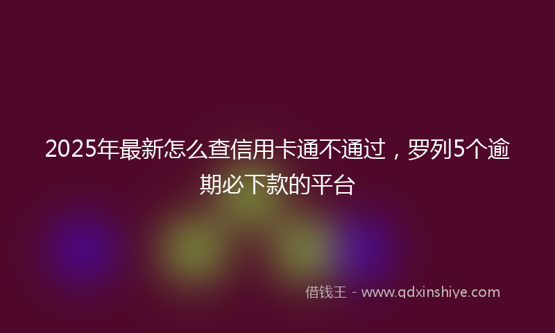 2025年最新怎么查信用卡通不通过，罗列5个逾期必下款的平台