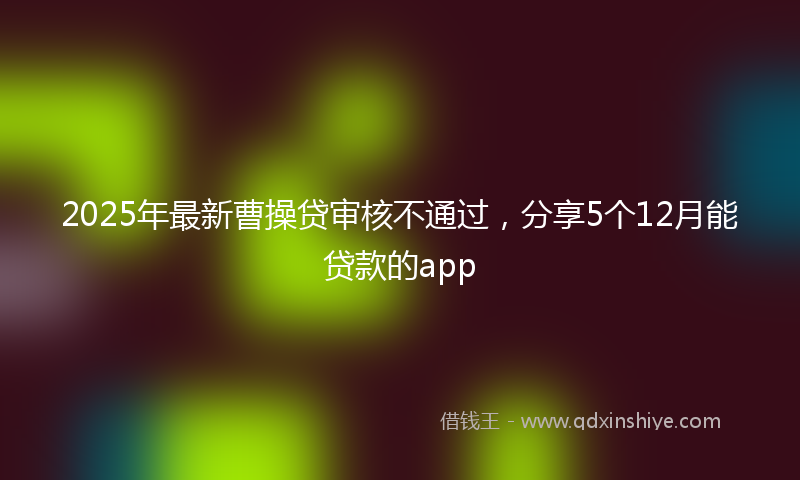 2025年最新曹操贷审核不通过，分享5个12月能贷款的app