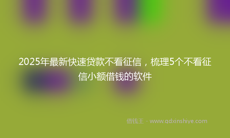 2025年最新快速贷款不看征信，梳理5个不看征信小额借钱的软件