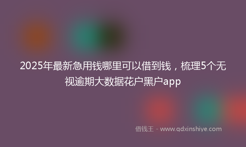 2025年最新急用钱哪里可以借到钱，梳理5个无视逾期大数据花户黑户app