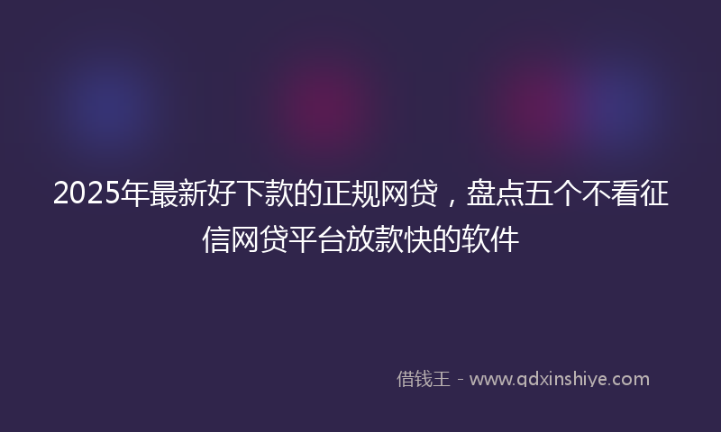 2025年最新好下款的正规网贷，盘点五个不看征信网贷平台放款快的软件