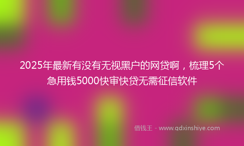 2025年最新有没有无视黑户的网贷啊，梳理5个急用钱5000快审快贷无需征信软件