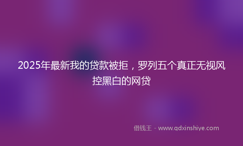 2025年最新我的贷款被拒，罗列五个真正无视风控黑白的网贷