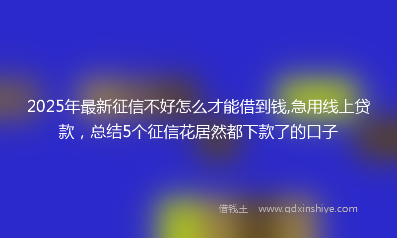2025年最新征信不好怎么才能借到钱,急用线上贷款，总结5个征信花居然都下款了的口子