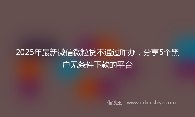 2025年最新微信微粒贷不通过咋办，分享5个黑户无条件下款的平台