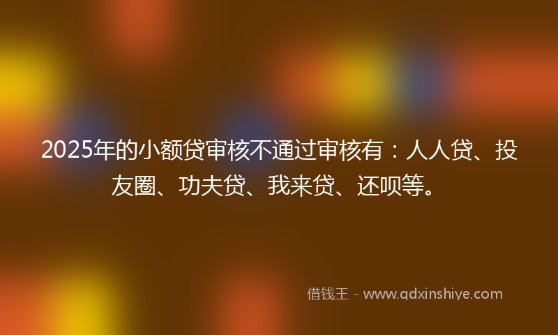 2025年的小额贷审核不通过审核有：人人贷、投友圈、功夫贷、我来贷、还呗等。