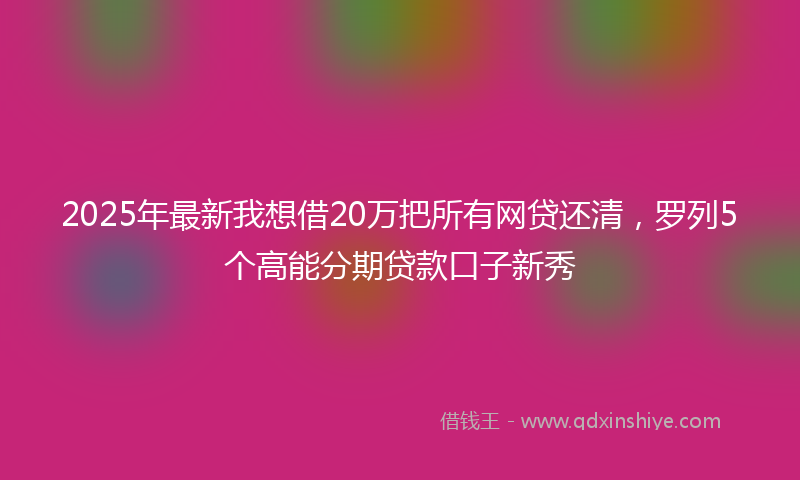 2025年最新我想借20万把所有网贷还清，罗列5个高能分期贷款口子新秀