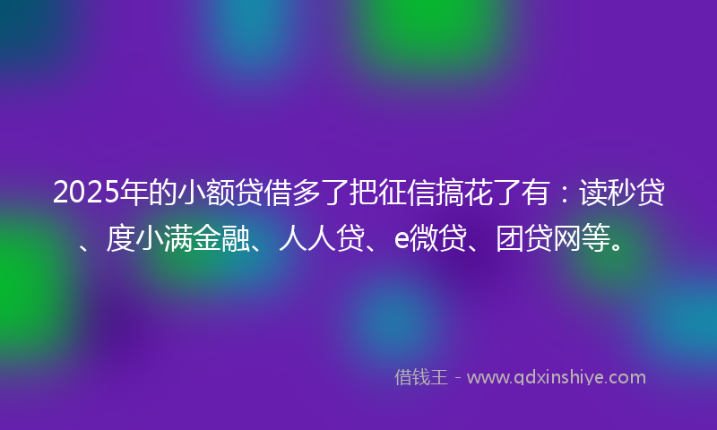 2025年的小额贷借多了把征信搞花了有：读秒贷、度小满金融、人人贷、e微贷、团贷网等。