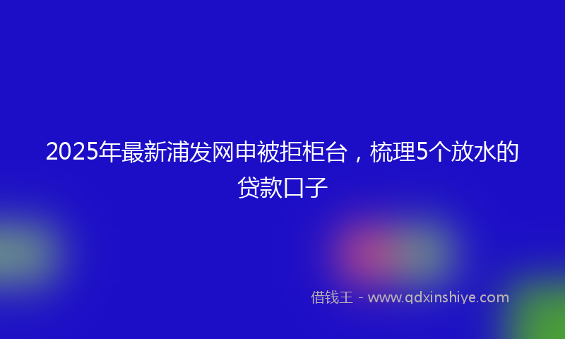 2025年最新浦发网申被拒柜台，梳理5个放水的贷款口子