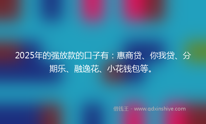 2025年的强放款的口子有：惠商贷、你我贷、分期乐、融逸花、小花钱包等。
