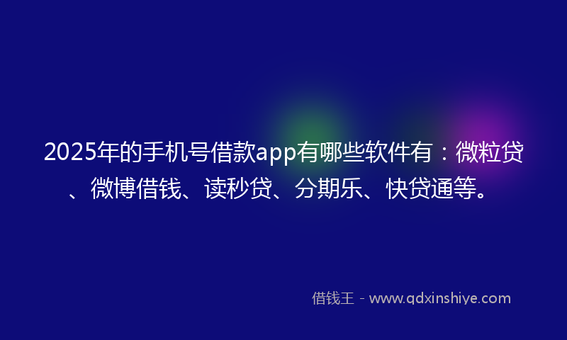 2025年的手机号借款app有哪些软件有：微粒贷、微博借钱、读秒贷、分期乐、快贷通等。