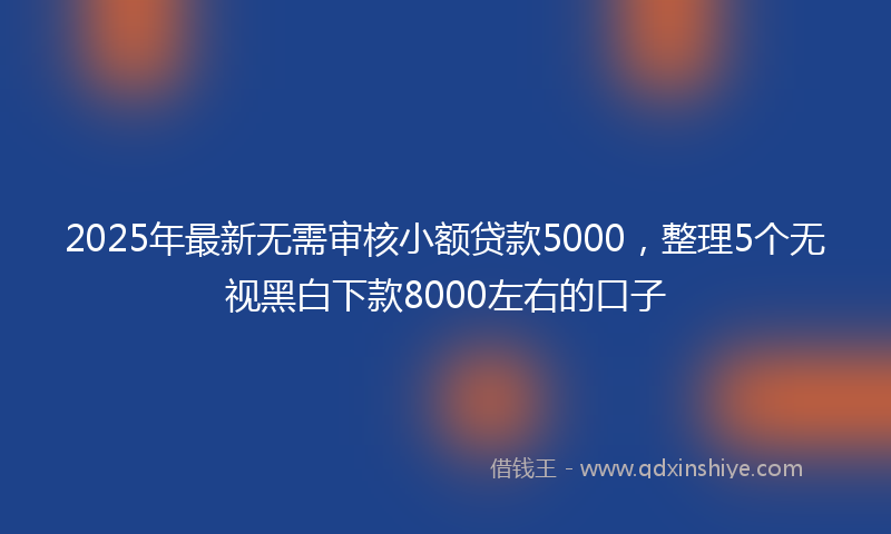 2025年最新无需审核小额贷款5000，整理5个无视黑白下款8000左右的口子